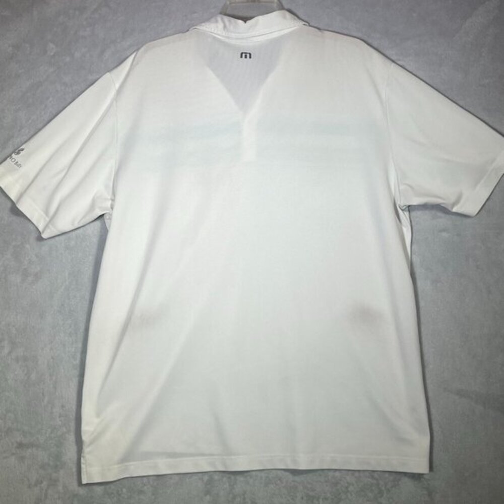 Travis Mathew Polo Mens XL White Shirt Short Sleeve Striped Golf Athletic *Read* - Picture 6 of 10